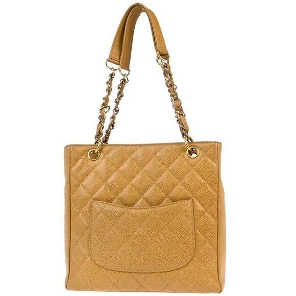 Chanel Beige Calfskin Petite Shopping Tote PST Chain Handbag 194379 - Picture 2 of 10
